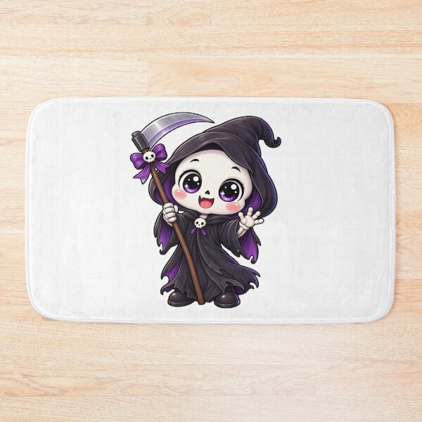 Item preview, Cute Kawaii Grim Reaper Halloween – Chibi Skeleton Reaper with Scythe designed and sold by Pixanova.