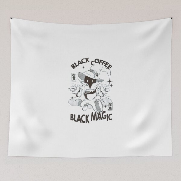 Item preview, Cute Cartoon Wizard Drinking Coffee Monochrome Art designed and sold by FranzBode.
