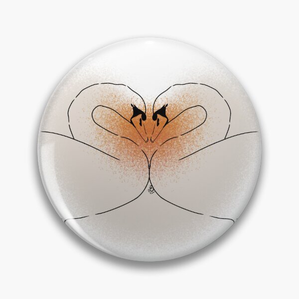 Item preview, White Mute Swans Heart Shape Line-art (Cream & Orange) designed and sold by Burnt_Pikachu.