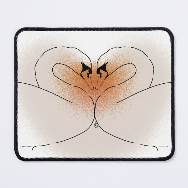 Item preview, White Mute Swans Heart Shape Line-art (Cream & Orange) designed and sold by Burnt_Pikachu.