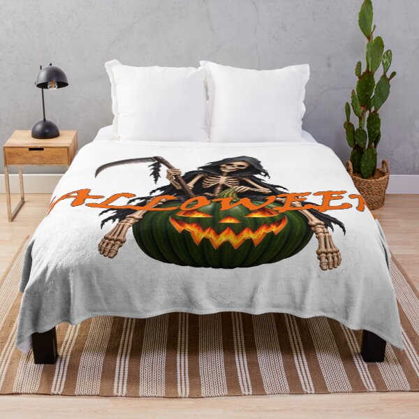 Item preview, halloween skeleton on pumpkin orange text designed and sold by natalik2024.