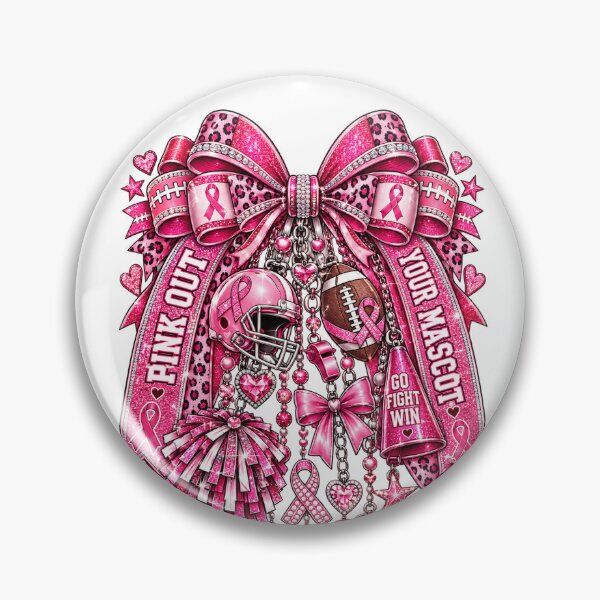 Item preview, Pink Out Football Breast Cancer Cheer Bow designed and sold by EidosEmporiium.