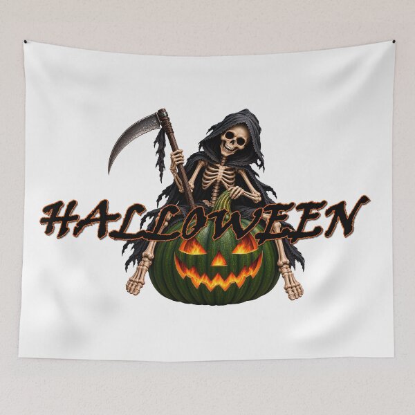 Item preview, halloween skeleton on pumpkin black text designed and sold by natalik2024.