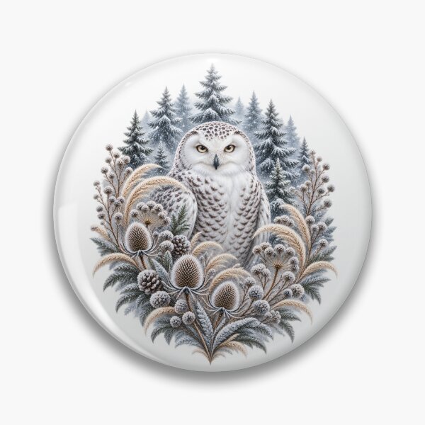 Item preview, Snowy Owl Among Frosted Thistles in Winter Forest designed and sold by NiSchi LaVida.
