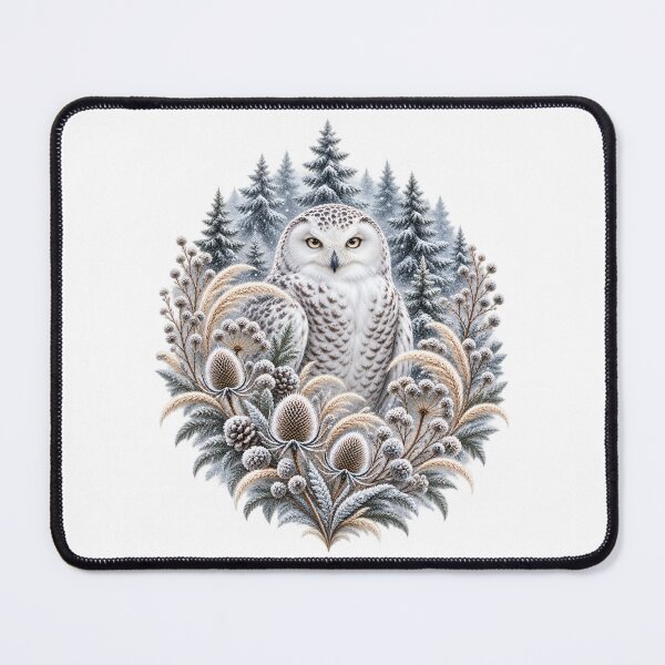 Item preview, Snowy Owl Among Frosted Thistles in Winter Forest designed and sold by NiSchi LaVida.