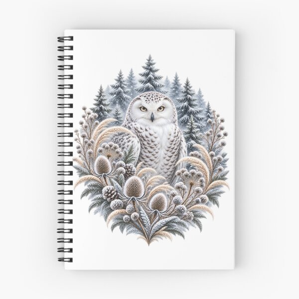Item preview, Snowy Owl Among Frosted Thistles in Winter Forest designed and sold by NiSchi LaVida.