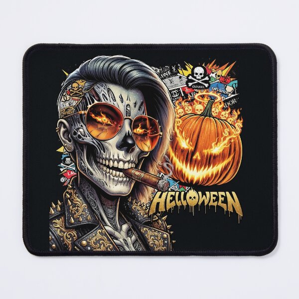 Item preview, Halloween Skull Pumpkin Cigar Glasses Leather designed and sold by Voodoo Store Paranormal Collections.