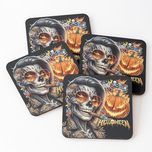 Item preview, Halloween Skull Pumpkin Cigar Glasses Leather designed and sold by Voodoo Store Paranormal Collections.