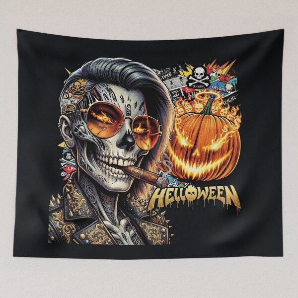 Item preview, Halloween Skull Pumpkin Cigar Glasses Leather designed and sold by Voodoo Store Paranormal Collections.