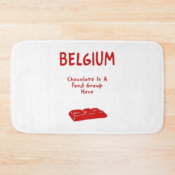 Item preview, Belgium – "Chocolate Is A Food Group Here" Funny Quote Print designed and sold by MarkedArtPrints.