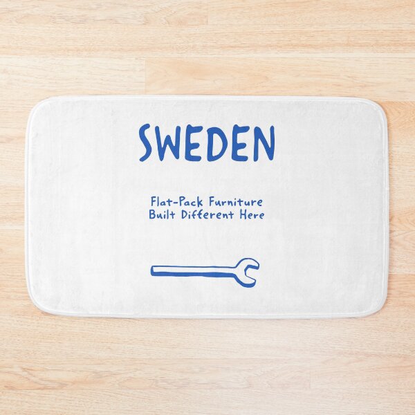 Item preview, Sweden – "Flat-Pack Furniture Built Different Here" Funny Quote Print designed and sold by MarkedArtPrints.