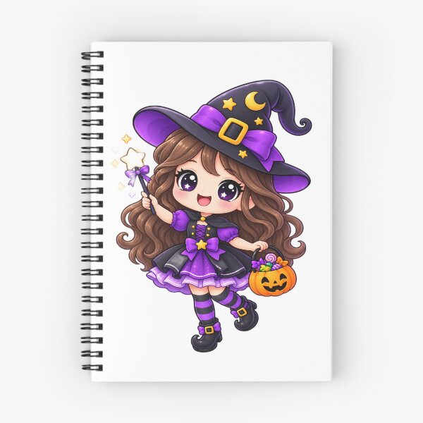 Item preview, Cute Kawaii Witch Halloween Chibi – Magical Girl with Pumpkin Candy Basket designed and sold by Pixanova.