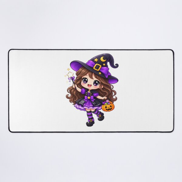 Item preview, Cute Kawaii Witch Halloween Chibi – Magical Girl with Pumpkin Candy Basket designed and sold by Pixanova.