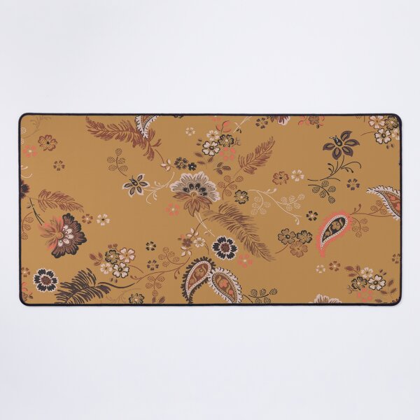 Item preview, 70s Bohemian Tapestry – Mustard Yellow Paisley, Feather, and Floral Prin designed and sold by EK EXCLUSIVE.