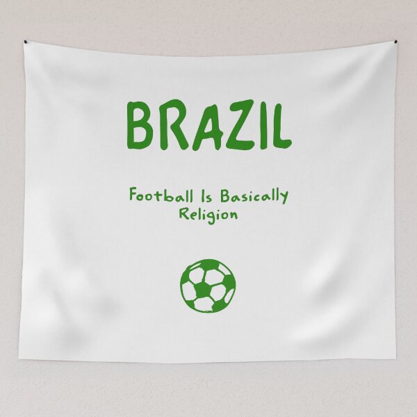 Item preview, Brazil – "Football Is Basically Religion" Funny Quote Print designed and sold by MarkedArtPrints.