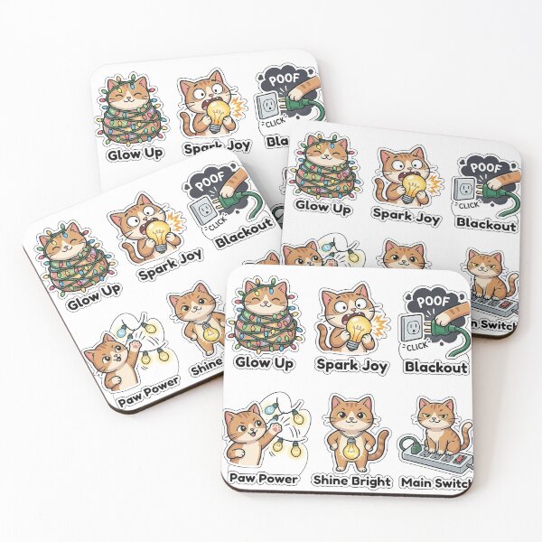 Item preview, Mischievous Cat Christmas Lights Chaos Sticker Pack - Feline Glow Puns designed and sold by SimpleP.