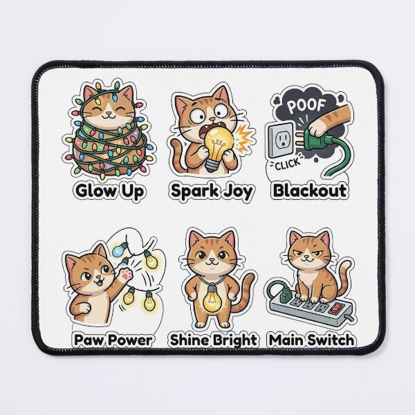 Item preview, Mischievous Cat Christmas Lights Chaos Sticker Pack - Feline Glow Puns designed and sold by SimpleP.