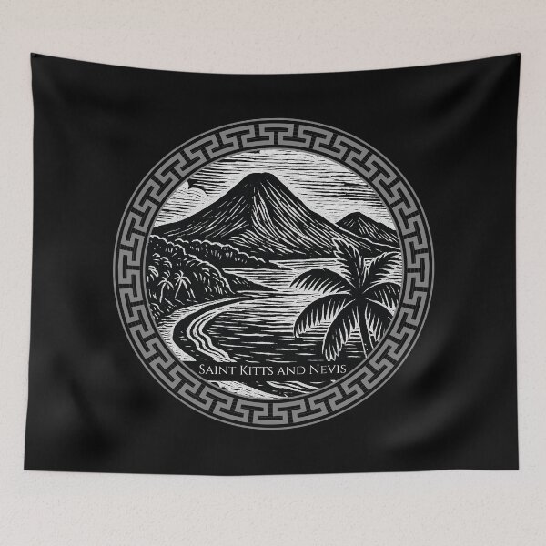 Item preview, Saint Kitts and Nevis Vintage Woodcut Art designed and sold by Thistle-TShop.