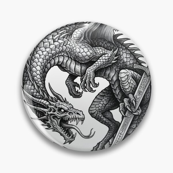 Item preview, Infinity Dragon with Greatsword - Rune Blade Ink Illustration designed and sold by DragonSerpent Ink.