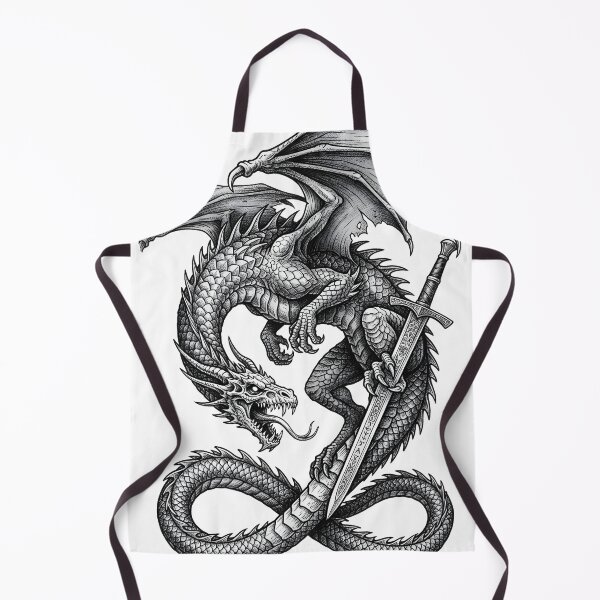Item preview, Infinity Dragon with Greatsword - Rune Blade Ink Illustration designed and sold by DragonSerpent Ink.