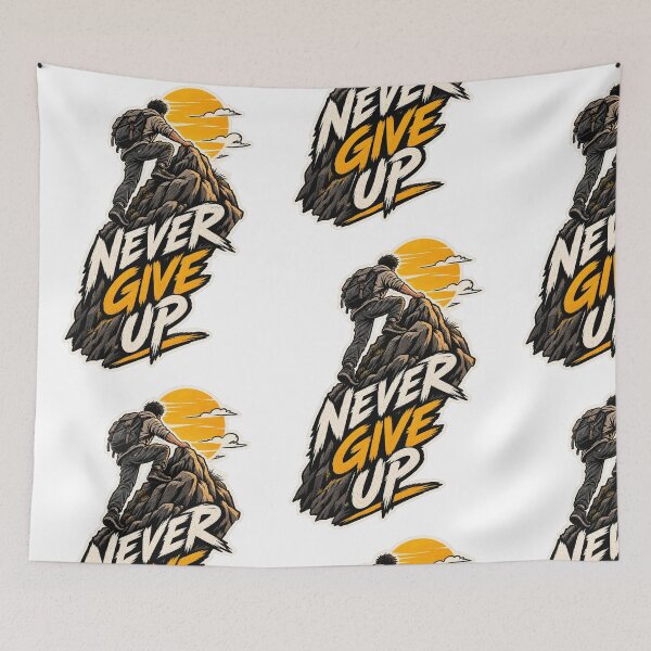 Item preview, Never Give Up Mountain Climbing Motivational Sticker | Adventure Hiking Design designed and sold by PRIME4YOU.