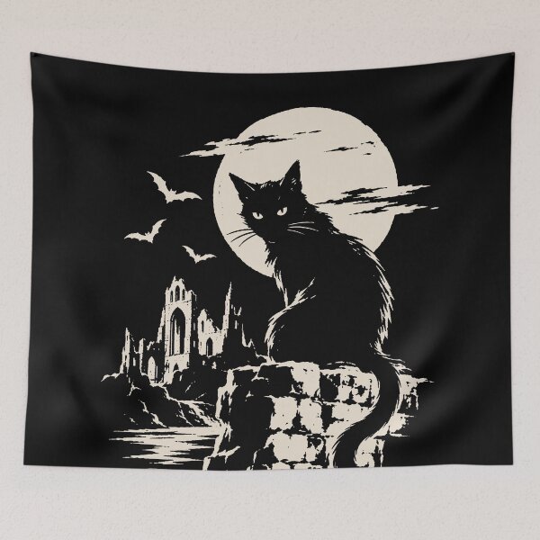 Item preview, Black Cat Gothic Moon Witchy Graphic designed and sold by trajeado14.