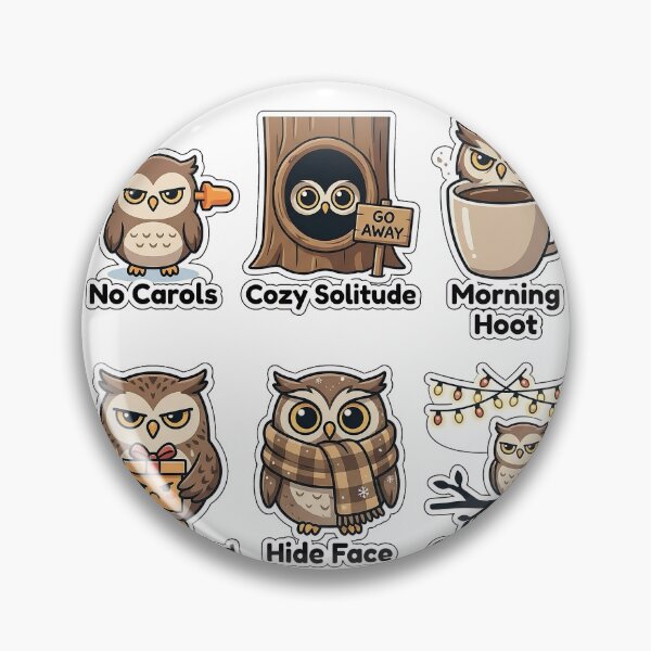 Item preview, Grumpy Owl Holiday Anti-Social Sticker Pack - Quiet Zone Puns designed and sold by SimpleP.