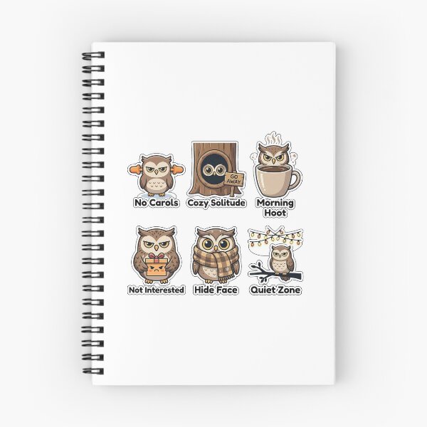 Item preview, Grumpy Owl Holiday Anti-Social Sticker Pack - Quiet Zone Puns designed and sold by SimpleP.