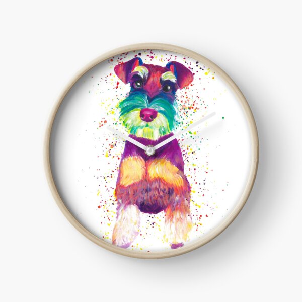 Colorful Schnauzer Dog Clock