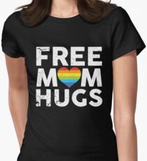 Free Mom Hugs Rainbow Heart LGBT Supports Shirt Women's Fitted T-Shirt