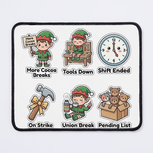 Item preview, Sarcastic Elf On Strike Workshop Sticker Pack - Labor Union Puns designed and sold by SimpleP.