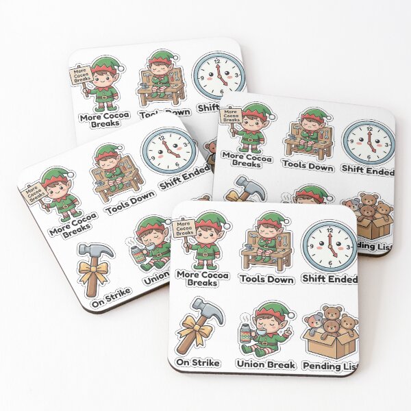 Item preview, Sarcastic Elf On Strike Workshop Sticker Pack - Labor Union Puns designed and sold by SimpleP.