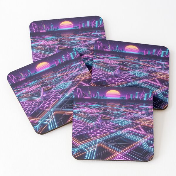Item preview, Retro-Futuristic Cityscape with Neon Grid Patterns designed and sold by Solomon-Ent-144.