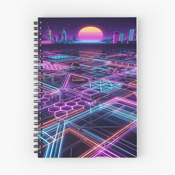 Item preview, Retro-Futuristic Cityscape with Neon Grid Patterns designed and sold by Solomon-Ent-144.