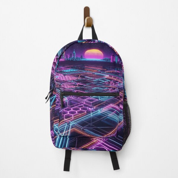 Item preview, Retro-Futuristic Cityscape with Neon Grid Patterns designed and sold by Solomon-Ent-144.