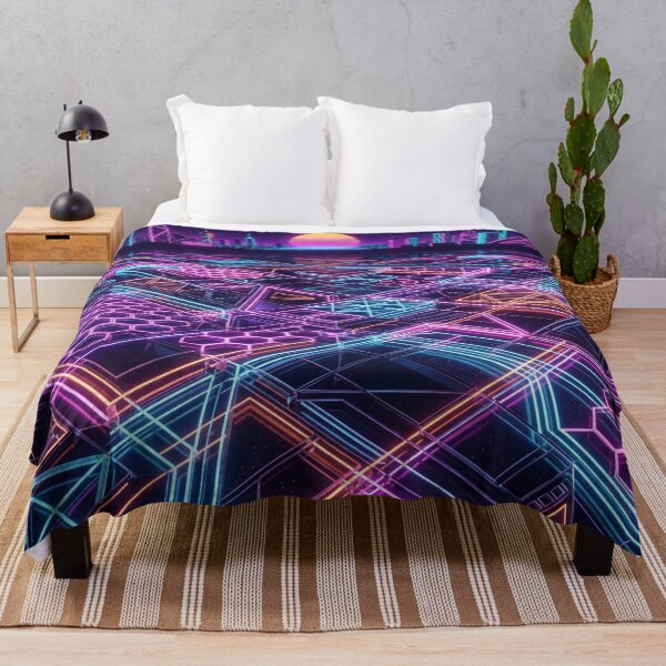 Item preview, Retro-Futuristic Cityscape with Neon Grid Patterns designed and sold by Solomon-Ent-144.