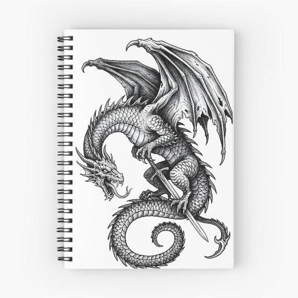 Item preview, Blade-Tail Dragon with Sword - Serpentine Ink Illustration designed and sold by DragonSerpent Ink.
