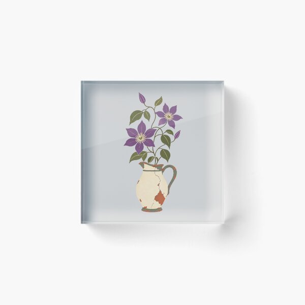 Item preview, Vintage Purple Clematis in Antique Ceramic Pitcher designed and sold by hattie's.
