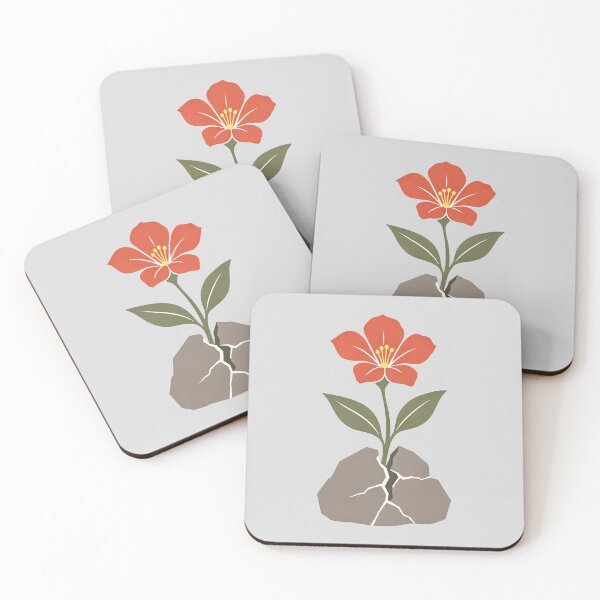 Item preview, Red Flower Growing Through Cracked Stone designed and sold by hattie's.