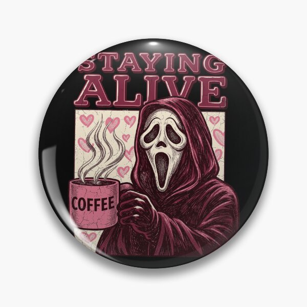 Item preview, Staying Alive Coffee Lover Ghost Grim Reaper Horror Coffee designed and sold by CarlaKaise.