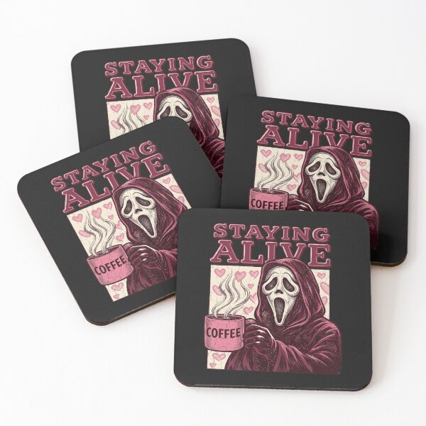 Item preview, Staying Alive Coffee Lover Ghost Grim Reaper Horror Coffee designed and sold by CarlaKaise.