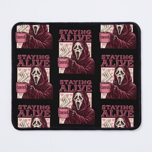 Item preview, Staying Alive Coffee Lover Ghost Grim Reaper Horror Coffee designed and sold by CarlaKaise.