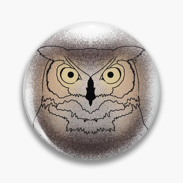 Item preview, Great Horned Owl Line-art (Brown, Beige, Cream & Yellow) designed and sold by Burnt_Pikachu.