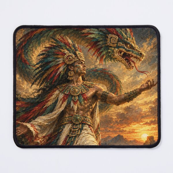 Item preview, Mesoamerican Feathered Serpent Guardian at Sunset designed and sold by ZYVARENNE.