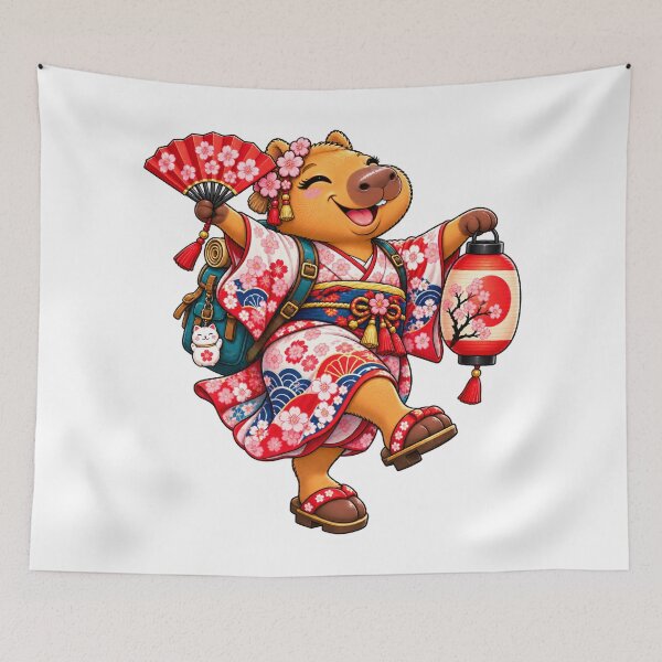 Item preview, Cute Japan Capybara – Sakura Festival Travel Adventure designed and sold by CapybaraTravels.