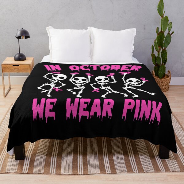 Item preview, October We Wear Pink Breast Cancer Awareness Skeleton designed and sold by Khescoiu.