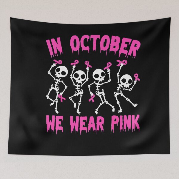 Item preview, October We Wear Pink Breast Cancer Awareness Skeleton designed and sold by Khescoiu.