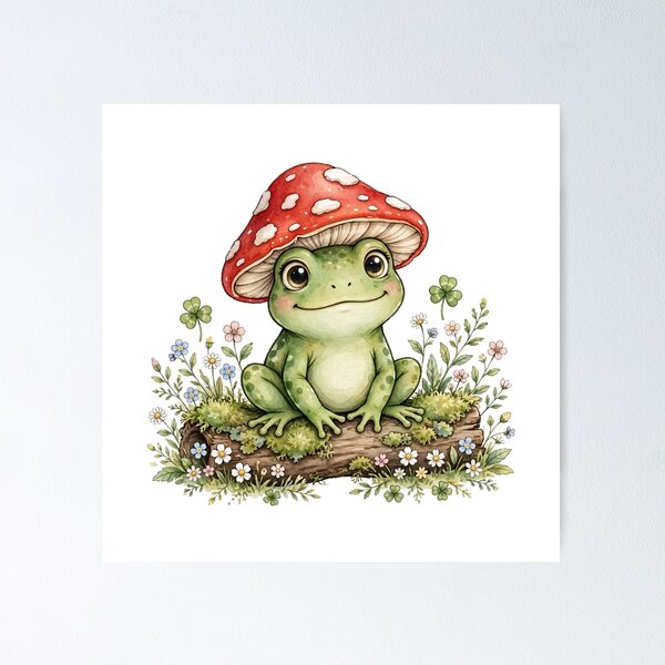 Item preview, Cottagecore Frog Mushroom Hat Cute Kawaii Sticker designed and sold by dostielee.