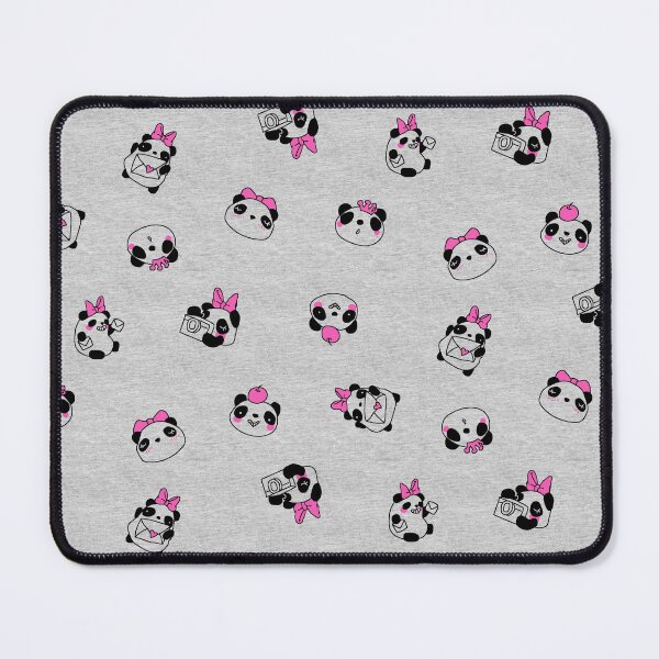 Item preview, Kawaii Panda Pattern – Cute Black and Pink Pandas on Heathered Grey designed and sold by EK EXCLUSIVE.