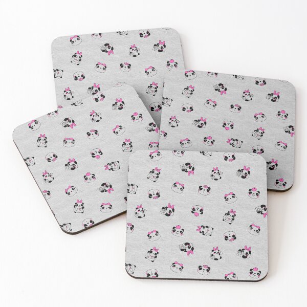 Item preview, Kawaii Panda Pattern – Cute Black and Pink Pandas on Heathered Grey designed and sold by EK EXCLUSIVE.